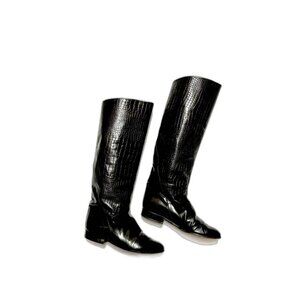 Charles David Knee High Leather Boots in Black Women's Size 7.5 (marked as 8)